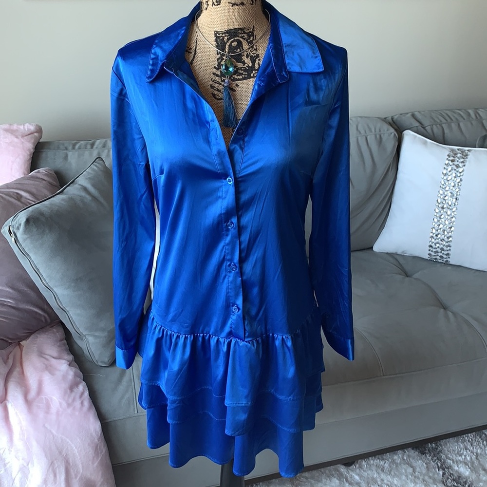 VENUS Blue Long Sleeve Dress